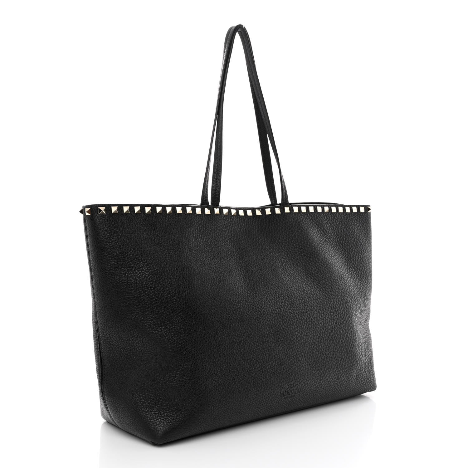 Valentino Garavani Grained Calfskin Rockstud Shoulder Tote Black 3 of 13