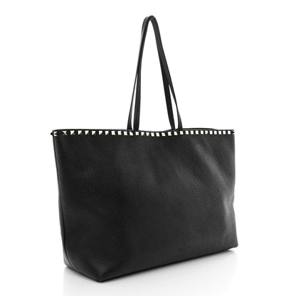 Valentino Garavani Grained Calfskin Rockstud Shoulder Tote Black 3 of 13