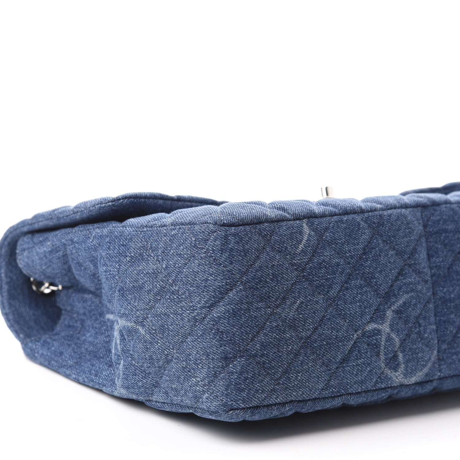 Chanel Denim Quilted CC Print Jumbo Single Flap Blue 6 of 9