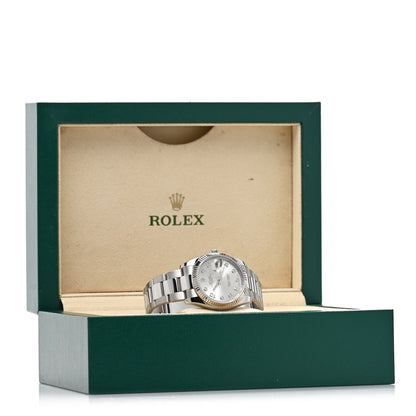 Rolex Stainless Steel 18K White Gold Diamond 34mm Oyster Perpetual Date Watch Silver 115234 5 of 5