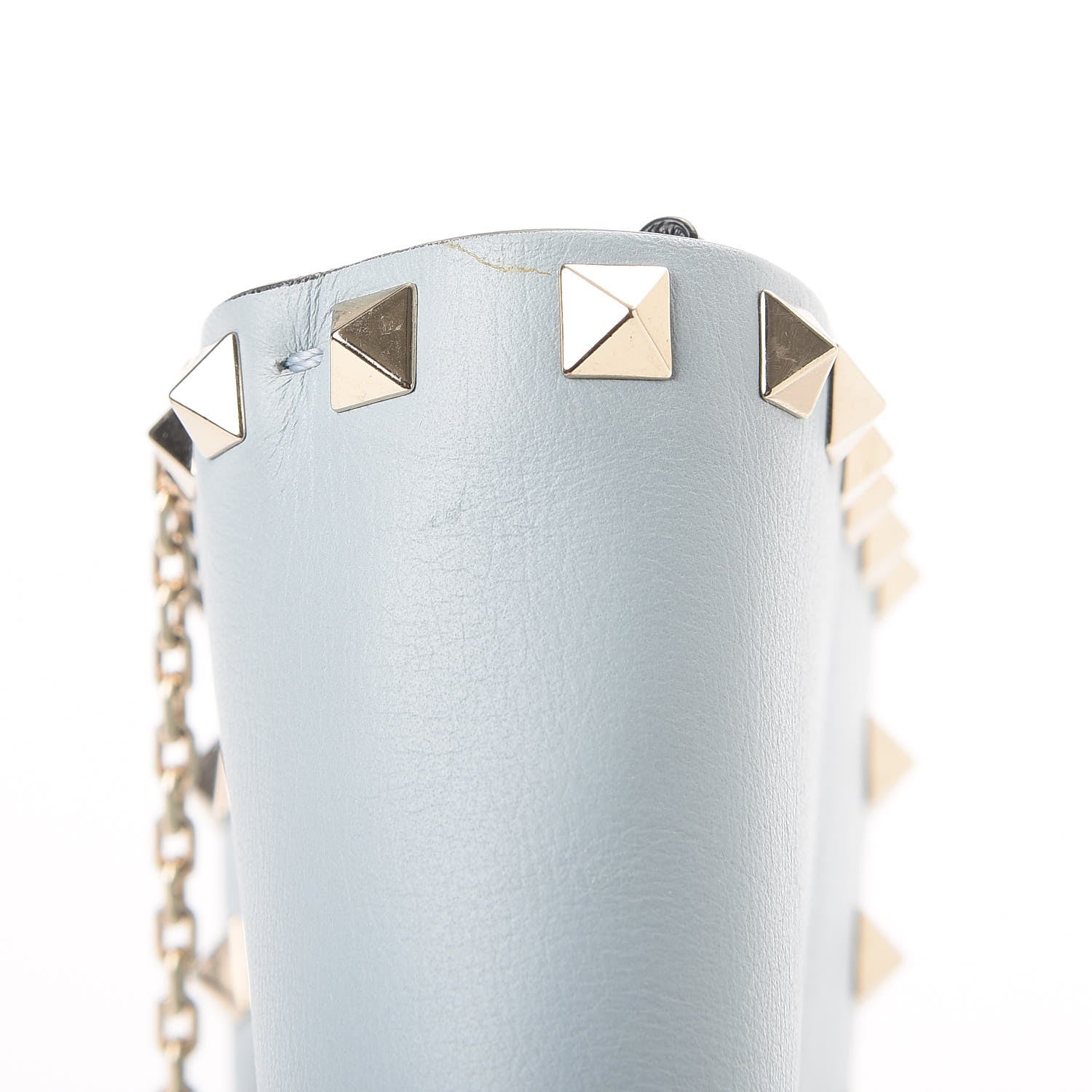 Valentino Garavani Vitello Small Rockstud Chain Flap Crossbody Bag Blue 9 of 10