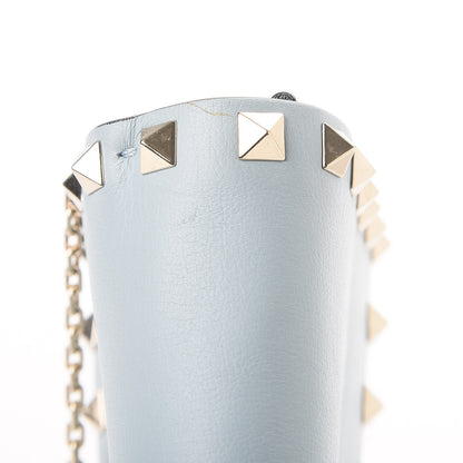 Valentino Garavani Vitello Small Rockstud Chain Flap Crossbody Bag Blue 9 of 10