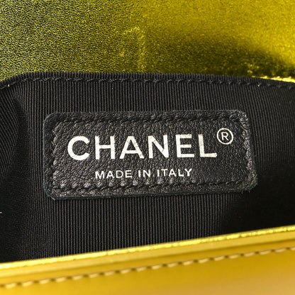 Chanel Metallic Patent Calfskin Quilted Small Boy Flap Yellow 6 of 12