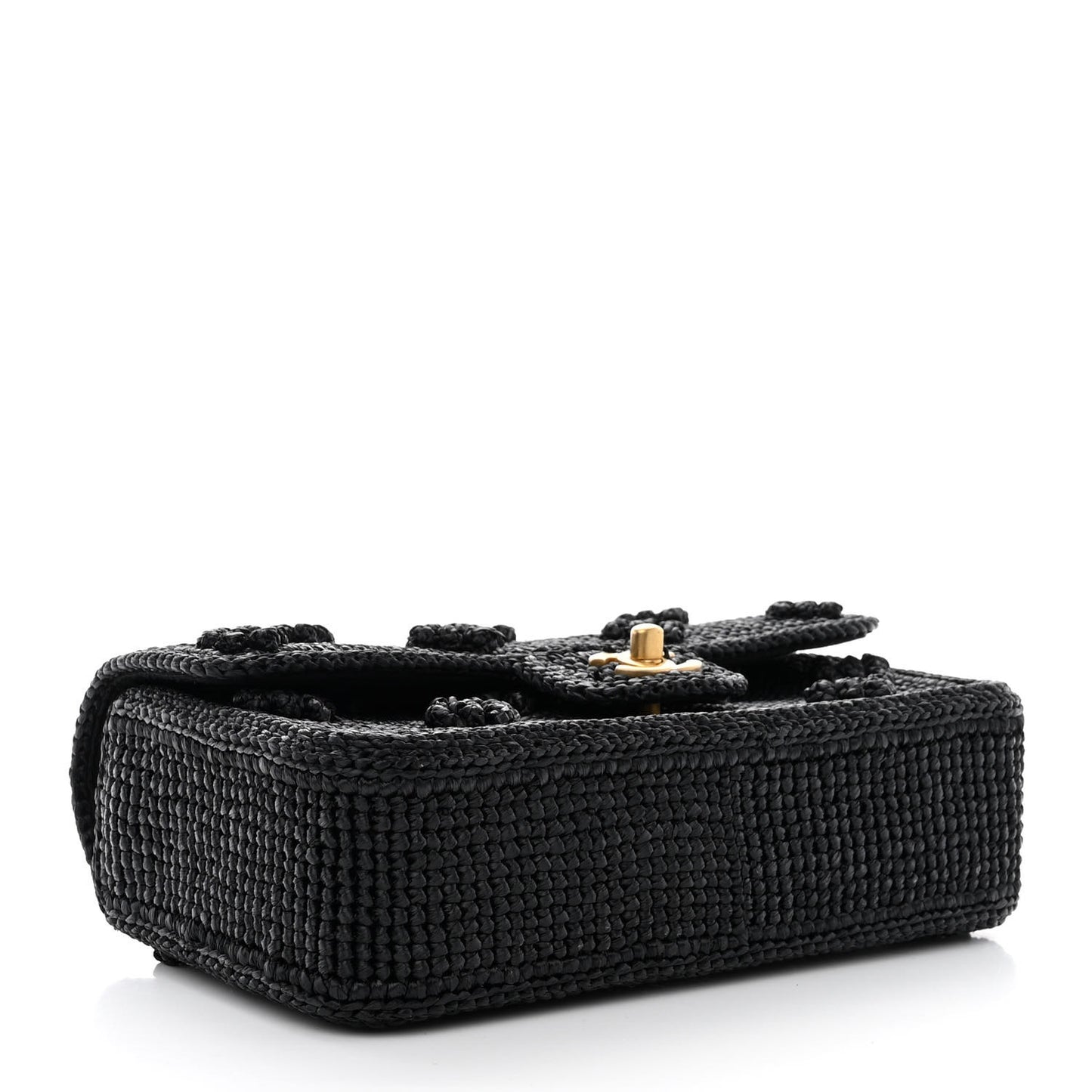 Raffia Dolce Raffia Flap Bag Black