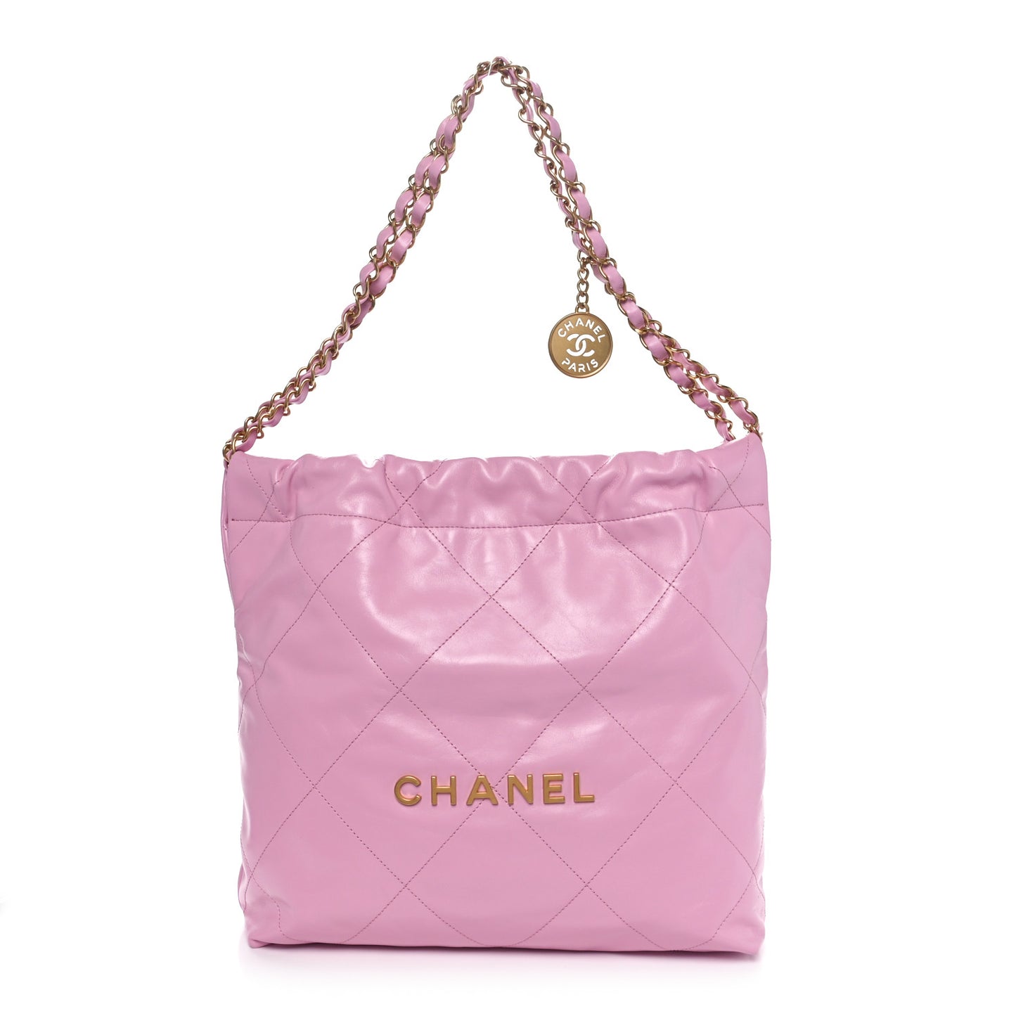 Shiny Calfskin Quilted Small Chanel 22 Pink