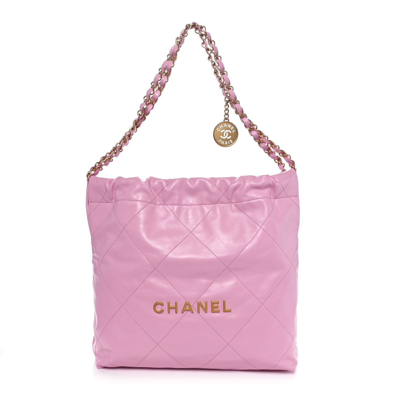 Chanel Shiny Calfskin Quilted Small Chanel 22 Pink 1 of 11
