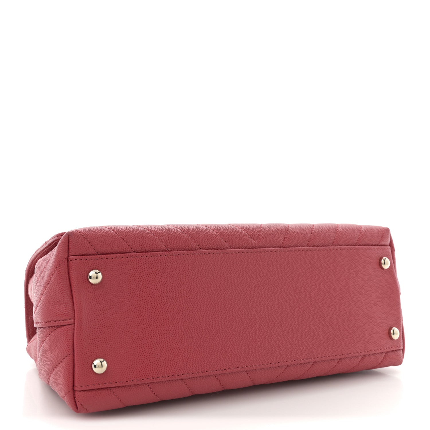Chanel Caviar Chevron Quilted Small Coco Handle Flap Red 4 of 10