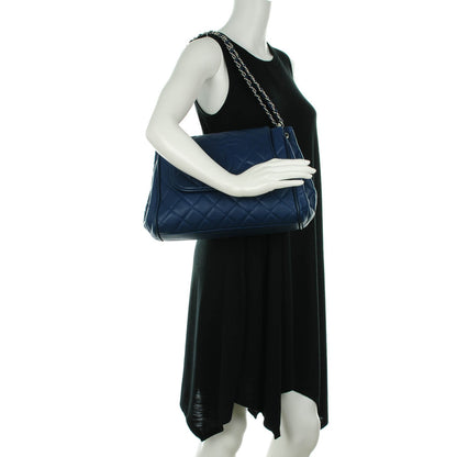 Chanel Caviar Quilted Timeless Accordion Flap Navy Blue 2 of 7