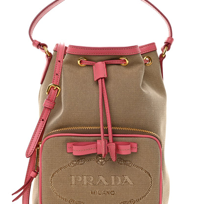 Prada Jacquard Logo Mini Bucket Crossbody Bag Corda Peonia 8 of 13