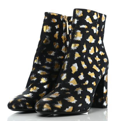 Saint Laurent Jacquard Leopard Loulou Ankle Boots 37 Oro 3 of 8