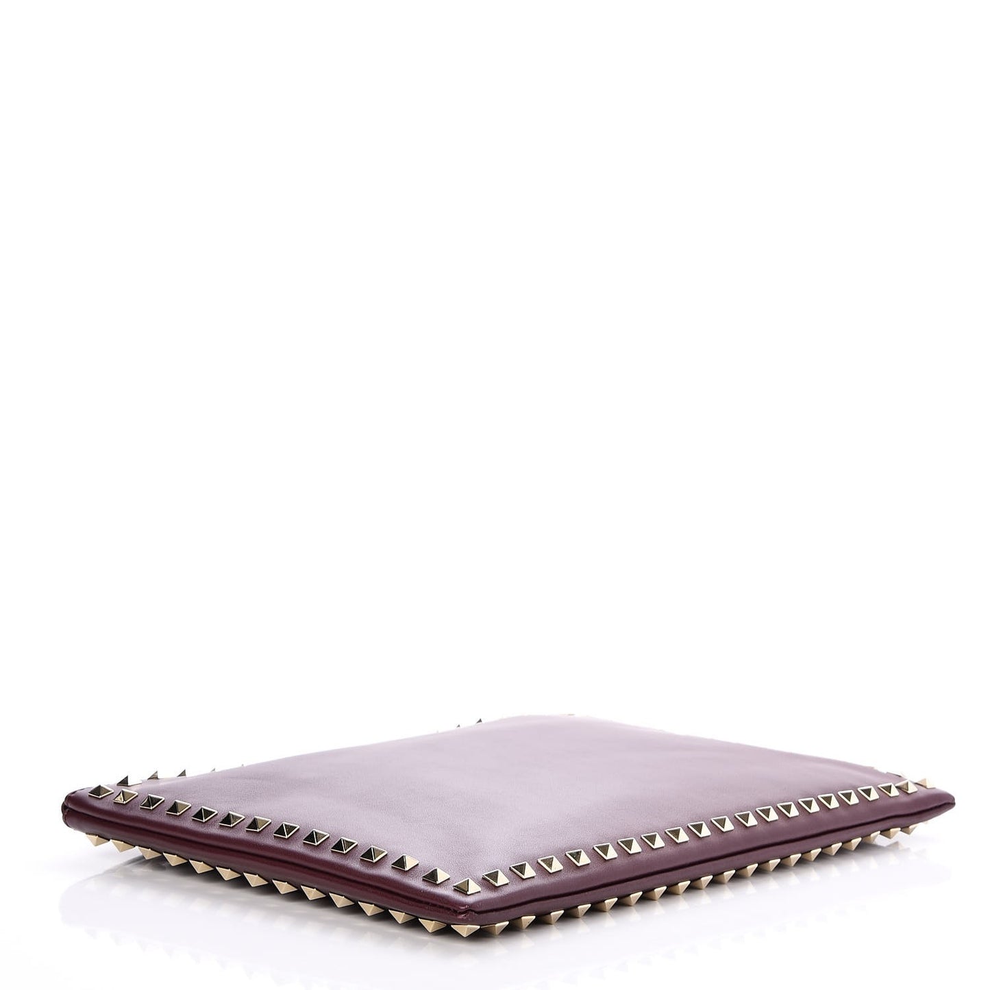 Vitello Large Rockstud Zip Wristlet Pouch Rubin
