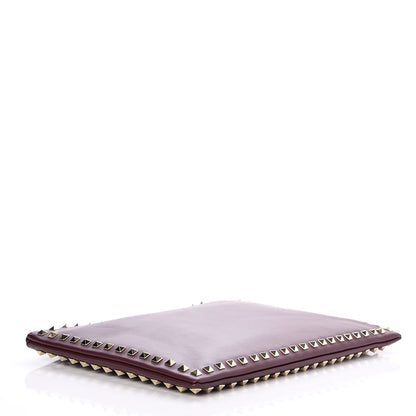 Valentino Garavani Vitello Large Rockstud Zip Wristlet Pouch Rubin 4 of 7