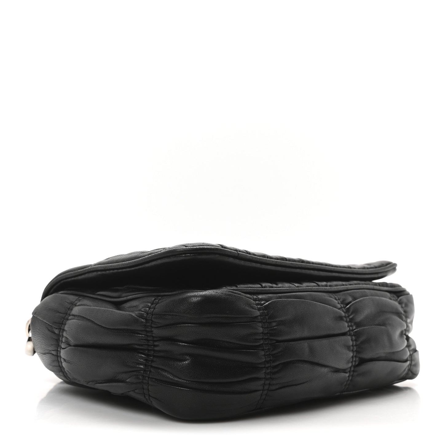 Nappa Gaufre Flap Shoulder Bag Black
