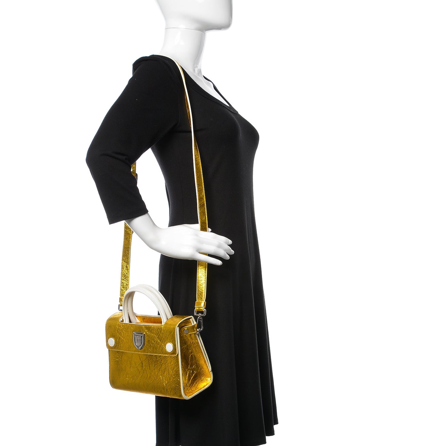 Metallic Calfskin Mini Diorever Flap Gold