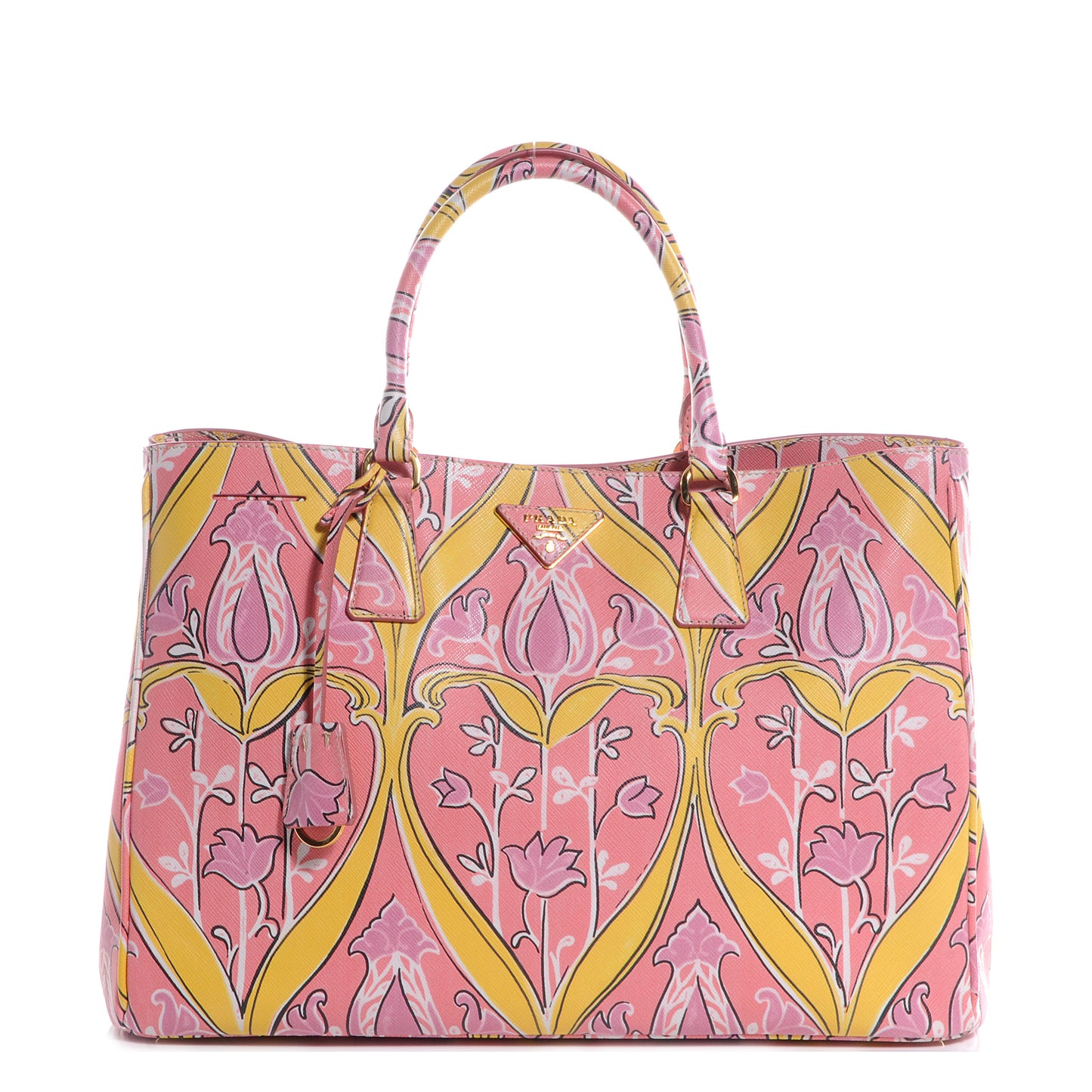 Saffiano Floral Print Large Tote Begonia