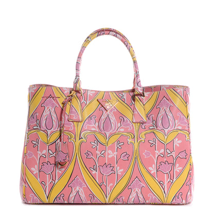 Prada Saffiano Floral Print Large Tote Begonia 1 of 9
