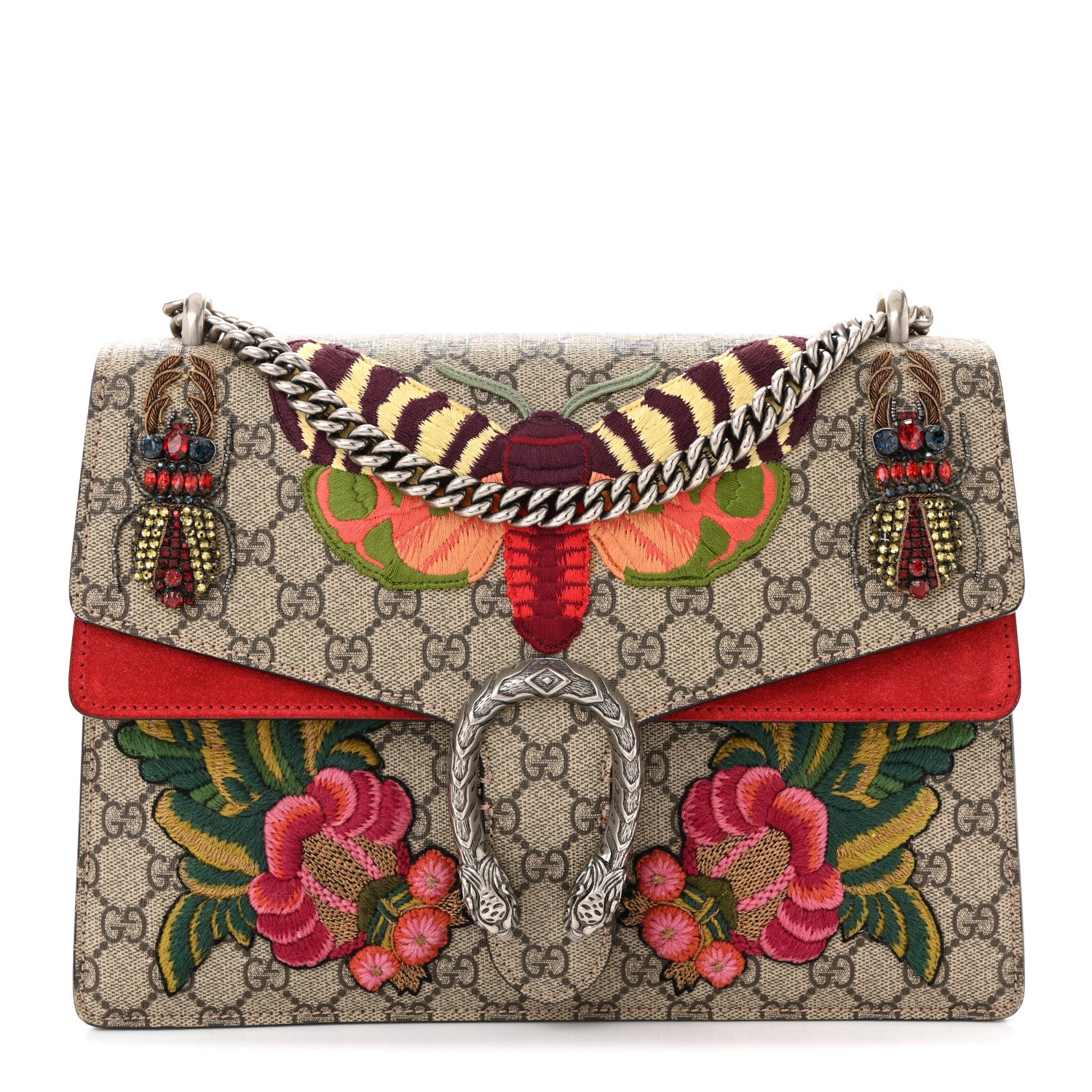 Gucci GG Supreme Monogram Embroidered Medium Dionysus Shoulder Bag Beige Hibiscus 1 of 10