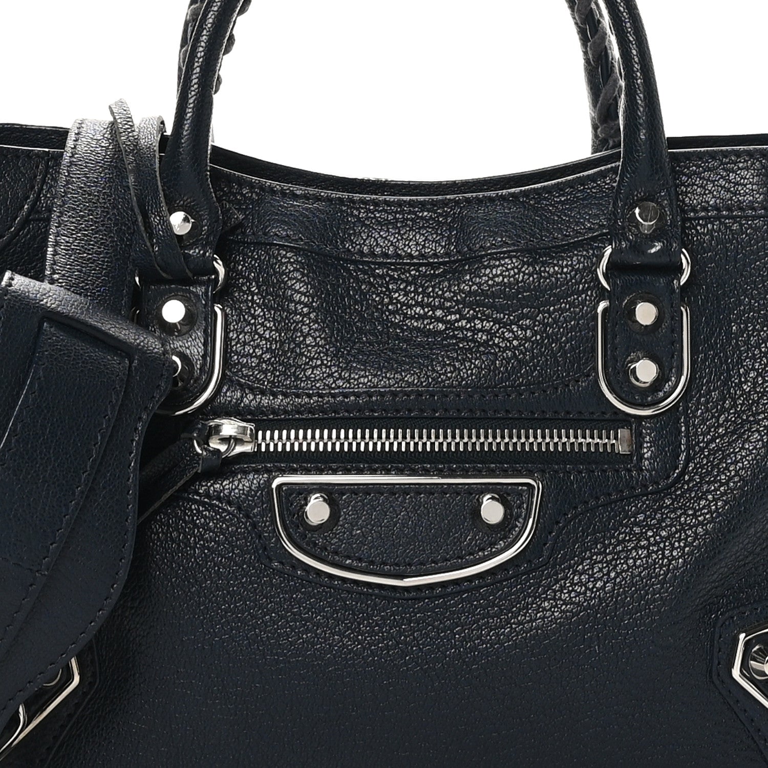 Balenciaga Chevre Silver Metallic Edge Hardware S City Bleu Nuit Dark Sea 9 of 11