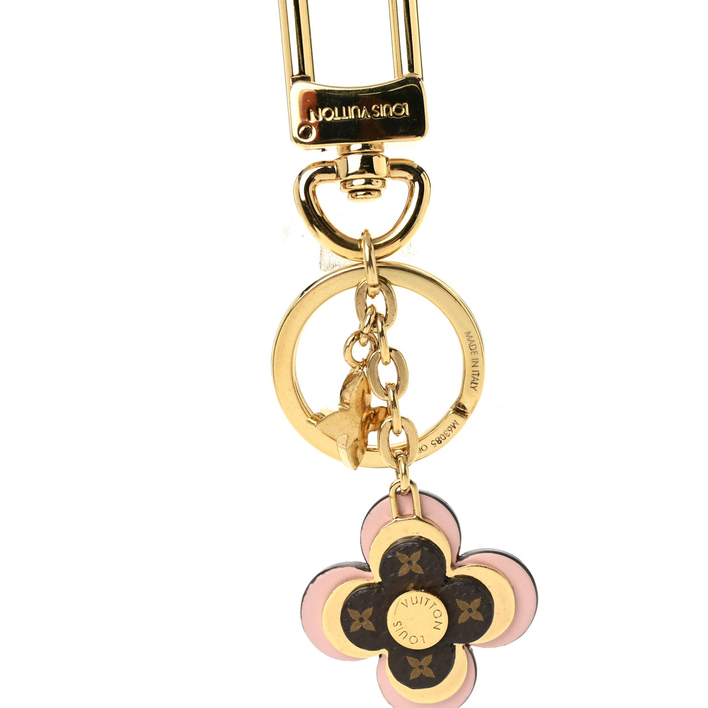 Monogram Blooming Flowers BB Bag Charm Key Holder Pink