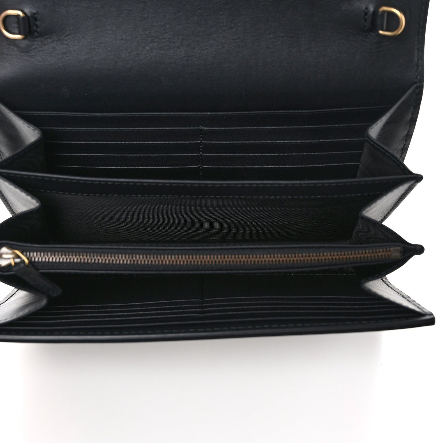 Calfskin Animalier Chain Wallet Black
