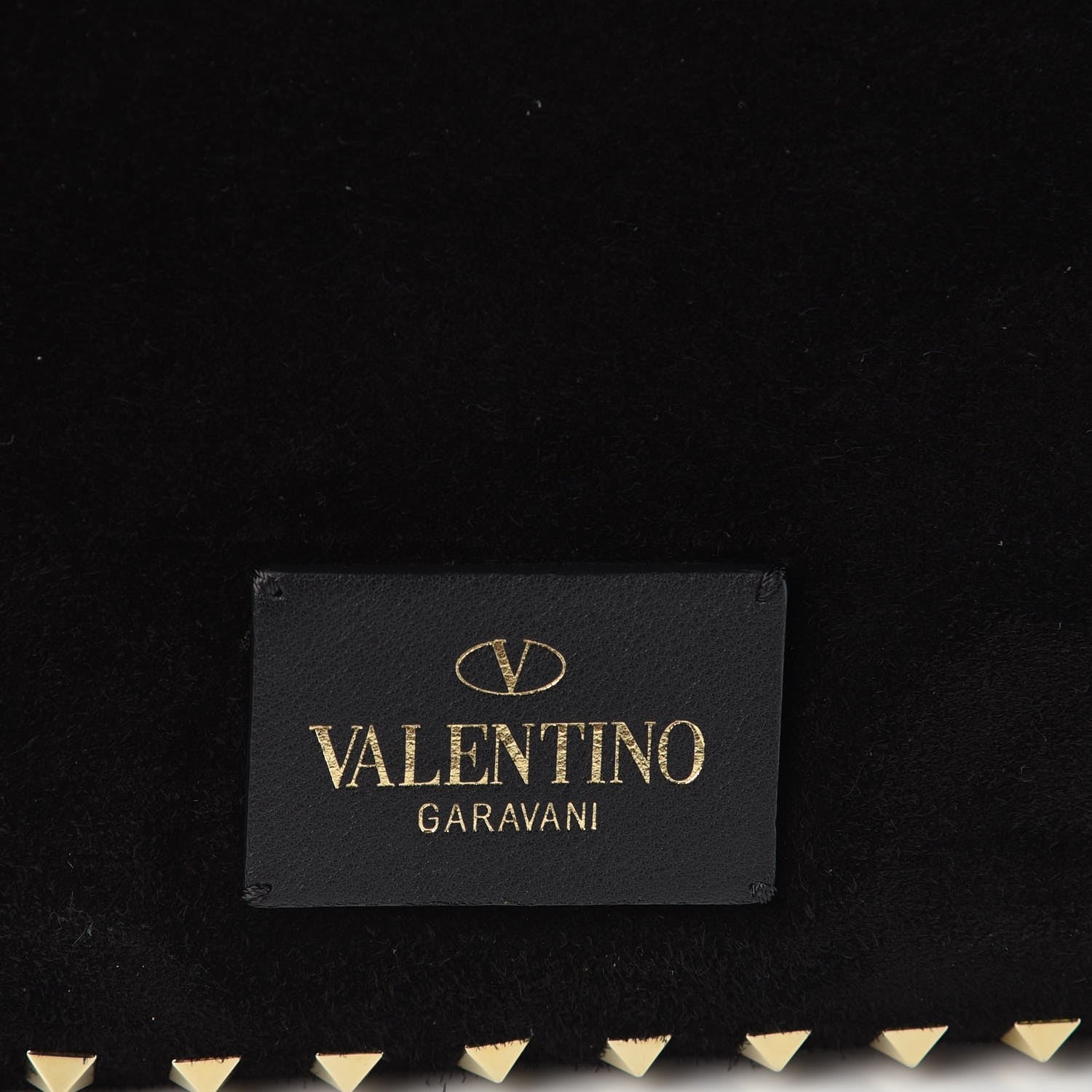Valentino Garavani Suede Monkey Studded Rockstud Zip Wristlet Pouch Black 8 of 8