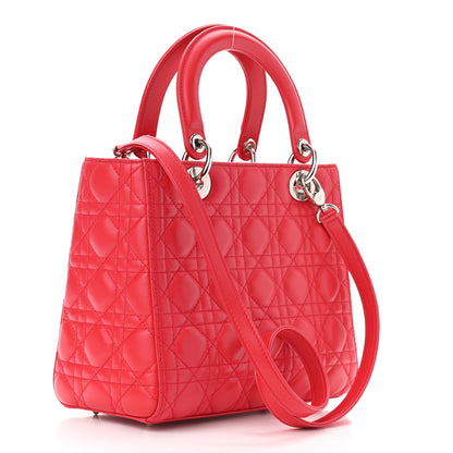 Christian Dior Lambskin Cannage Medium Lady Dior Red 2 of 9