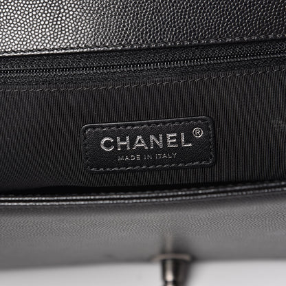 Chanel Caviar Chevron Quilted New Medium Boy Flap Black 6 of 11
