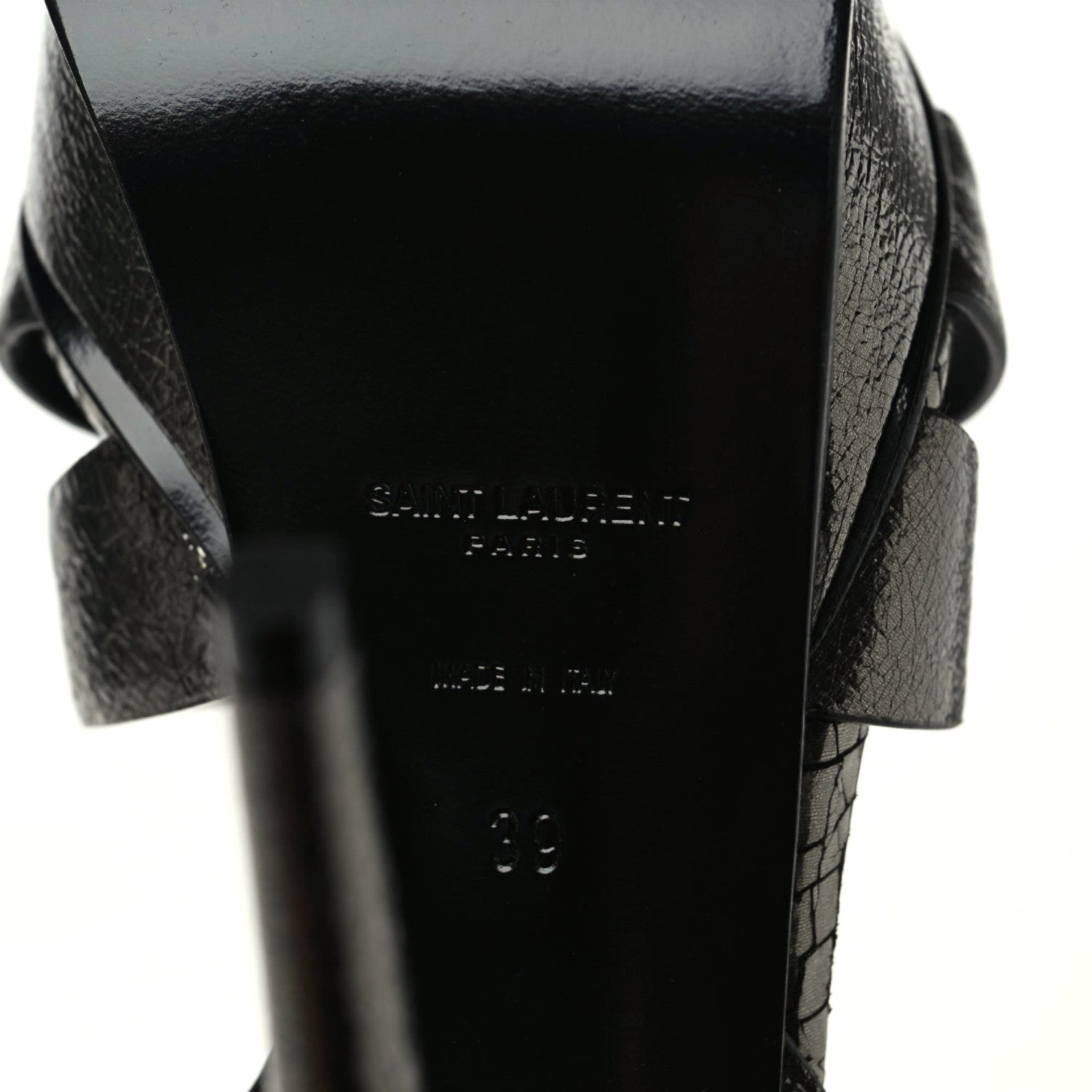 Saint Laurent Metallic Supercrack Calfskin Tribute 105 Platform Sandals 39 Gunmetal 10 of 10