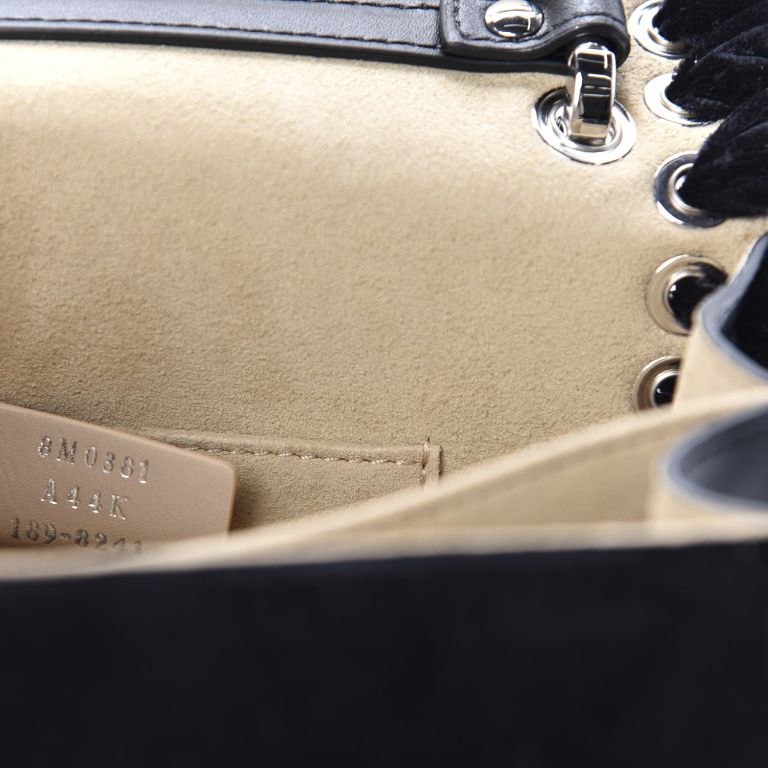 Fendi Velvet Vitello Liberty Crystal Logo Lace Up Small Kan I Shoulder Bag Black 9 of 10