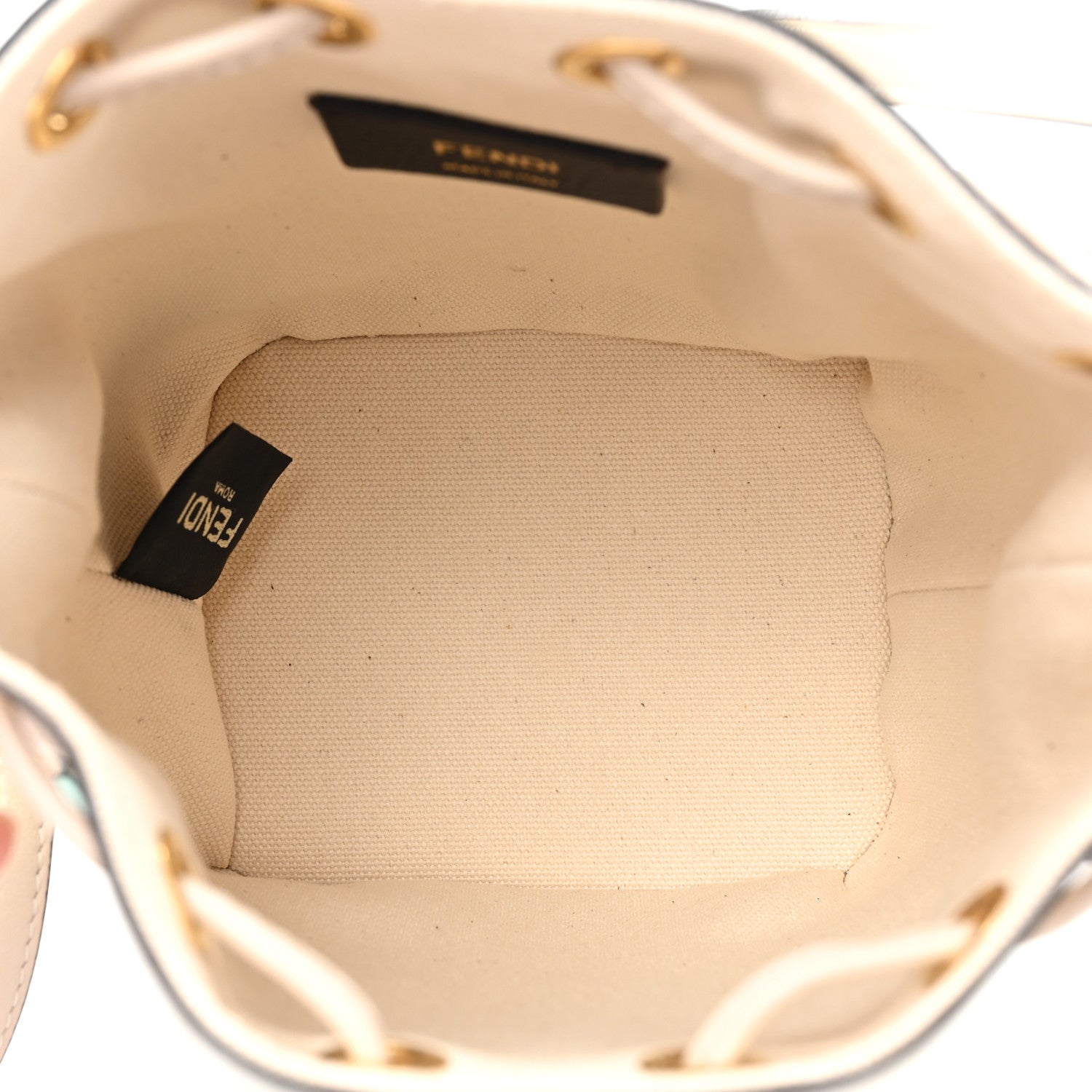 Fendi Canvas Vitello Grace F is Fendi FF Multicolor Embroidered Mini Mon Tresor Bucket Bag Grezzo Multicolor Latte 5 of 9