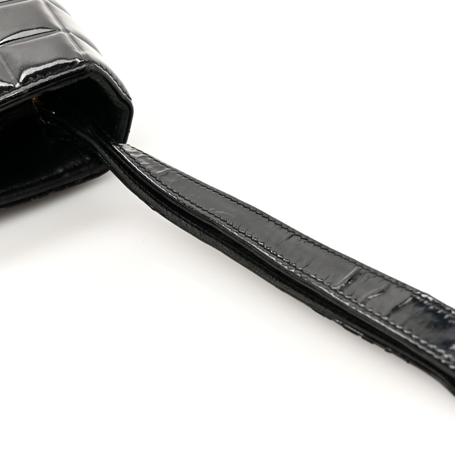 Chanel Patent Chocolate Bar Wristlet Wallet Black 12 of 16