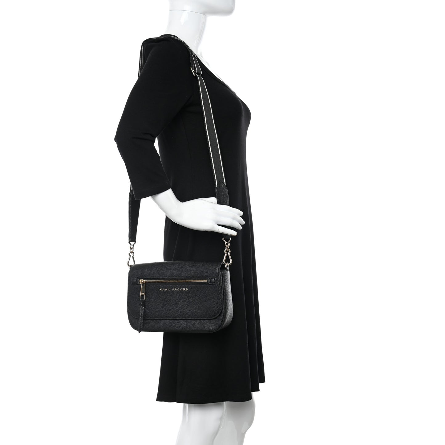 Pebbled Calfskin Crossbody Bag Black