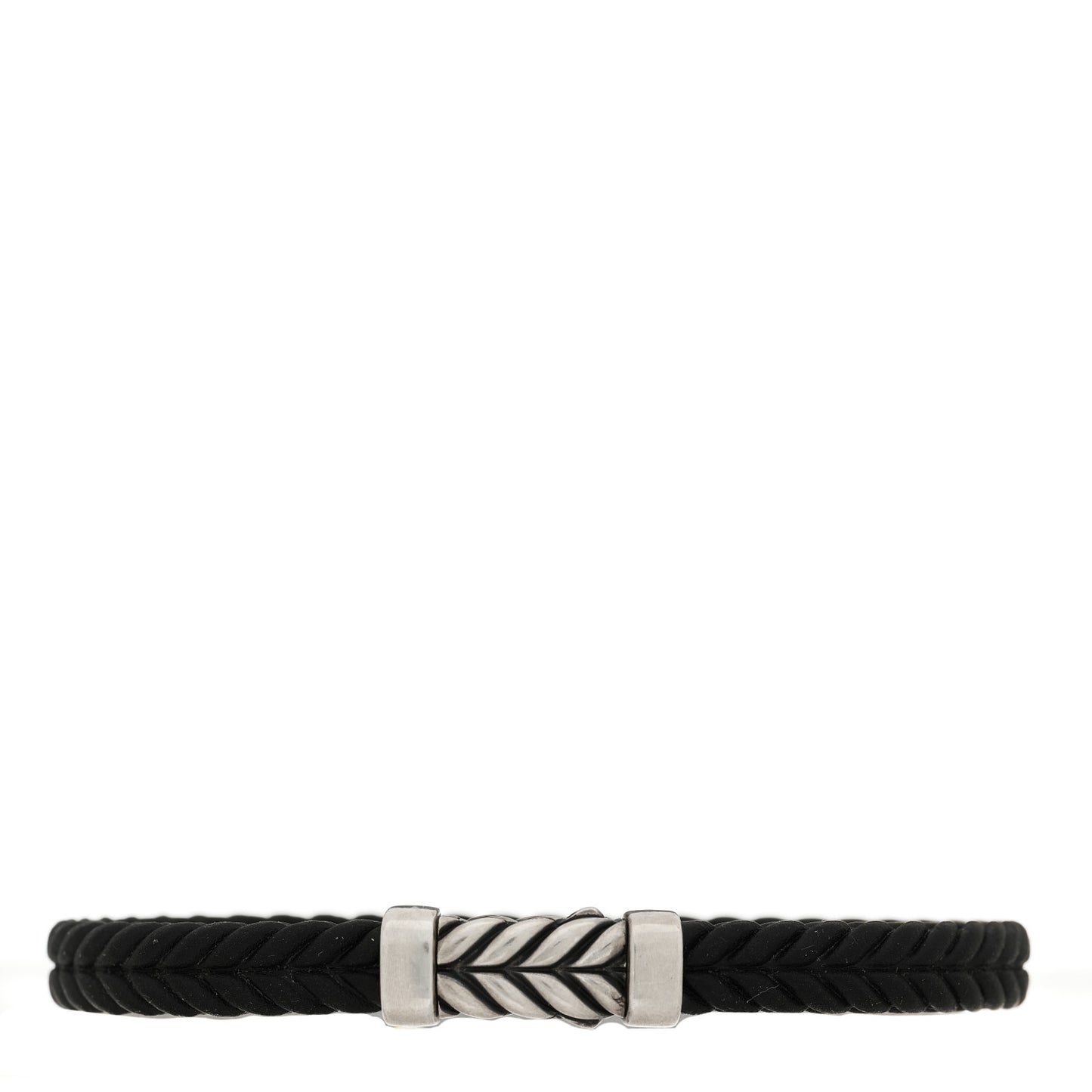 Sterling Silver Rubber 6mm Chevron Bracelet Black