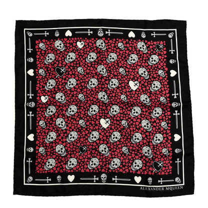Alexander McQueen Silk Heart Skull Print Scarf Red 1 of 3