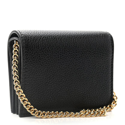 Gucci Grainy Calfskin Zumi Chain Card Case Wallet Black 3 of 7