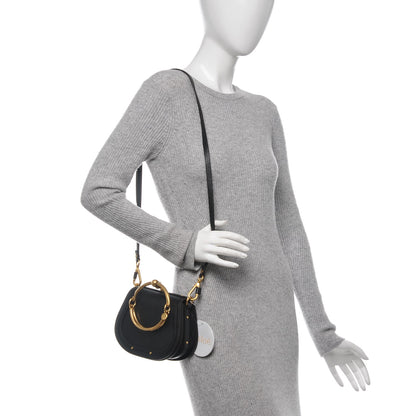 Chloe Calfskin Suede Small Nile Bracelet Bag Black 2 of 7