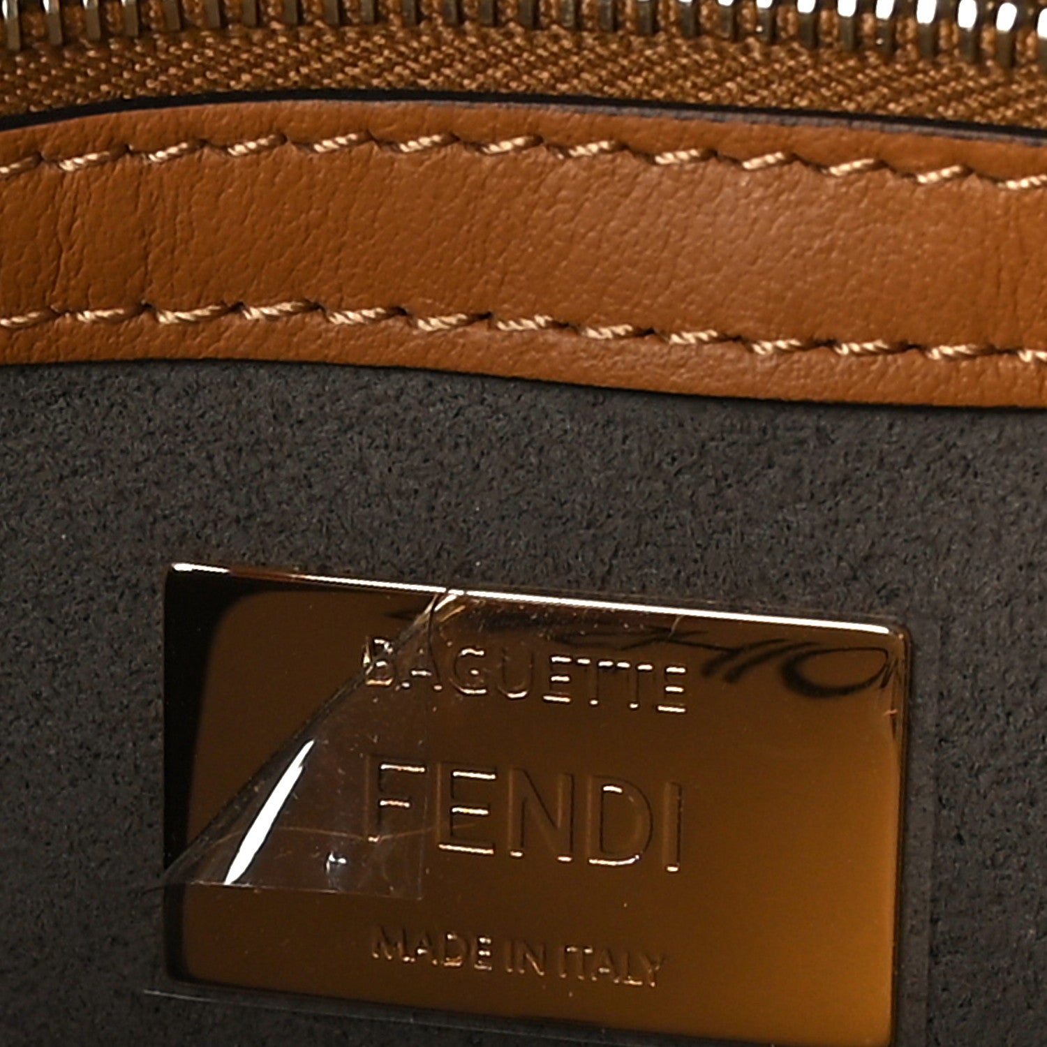 Fendi Vitello Grace FF 1974 Baguette Nocciolo Argilla Notte 6 of 8