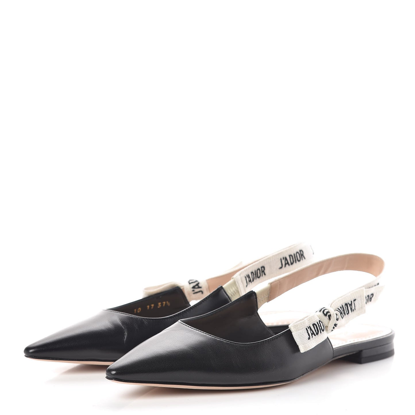 Lambskin Ribbon J'Adior Slingback Ballet Flats 37.5 Black