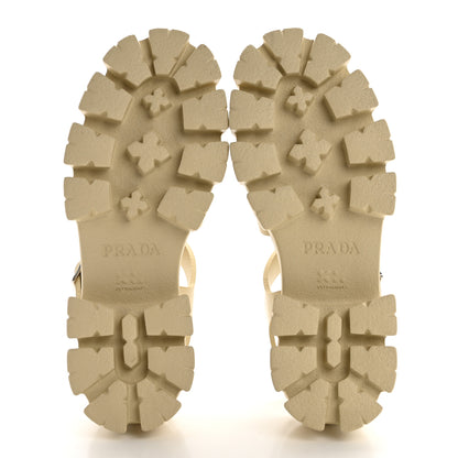 Prada Foam Rubber Metal Triangle Logo Monolith 55mm Cage Sandals 41 Quarzo 5 of 9
