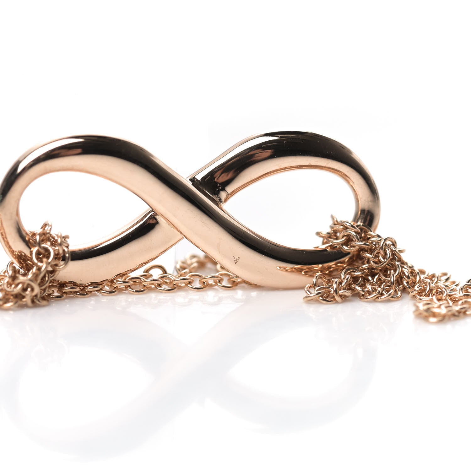 Tiffany 18K Rose Gold Infinity Double Chain Pendant Necklace 4 of 7