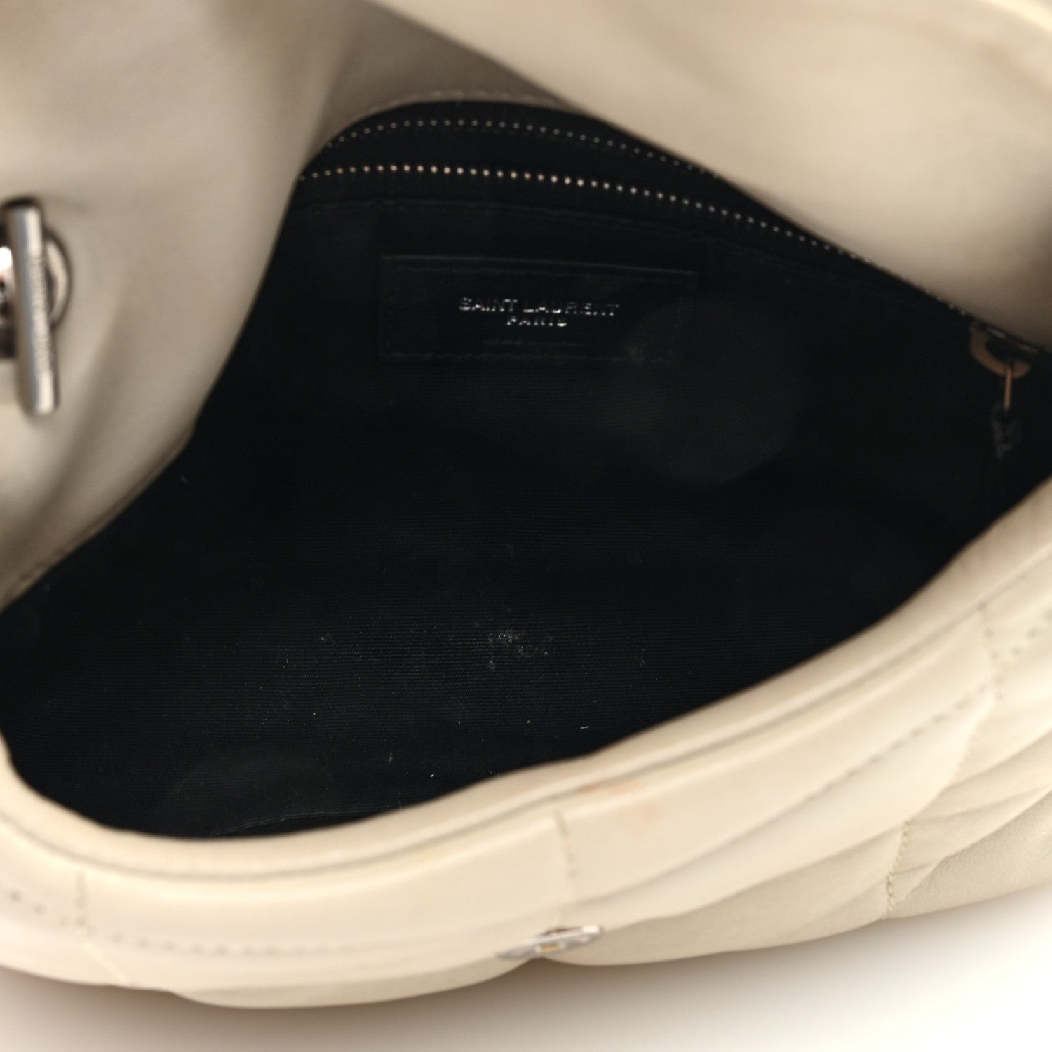 Saint Laurent Lambskin Quilted Toy Loulou Puffer Monogram Chain Satchel Blanc Vintage 5 of 8