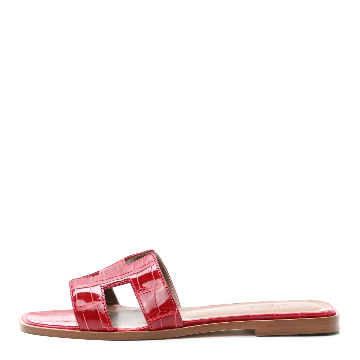 Shiny Alligator Oran Sandals 38 Braise