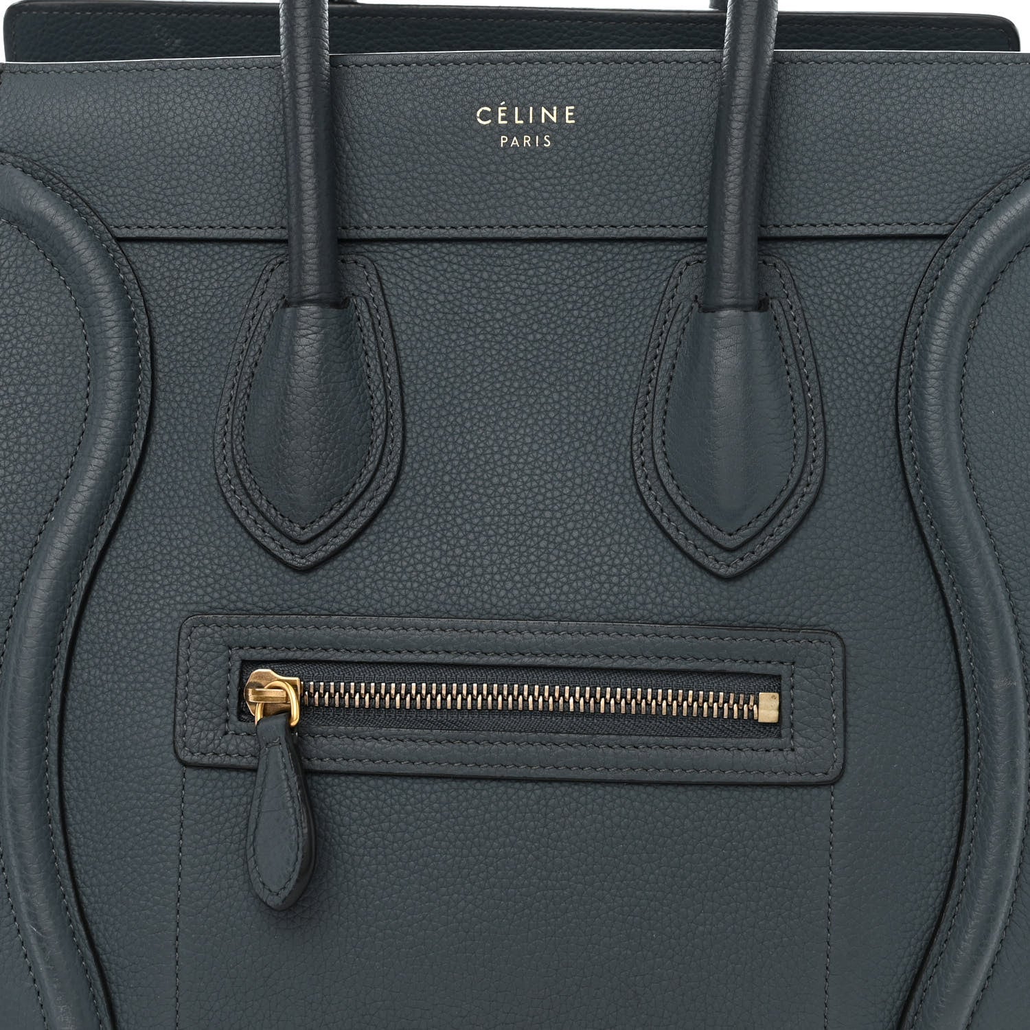 Celine Drummed Calfskin Micro Luggage Petrol 12 of 16
