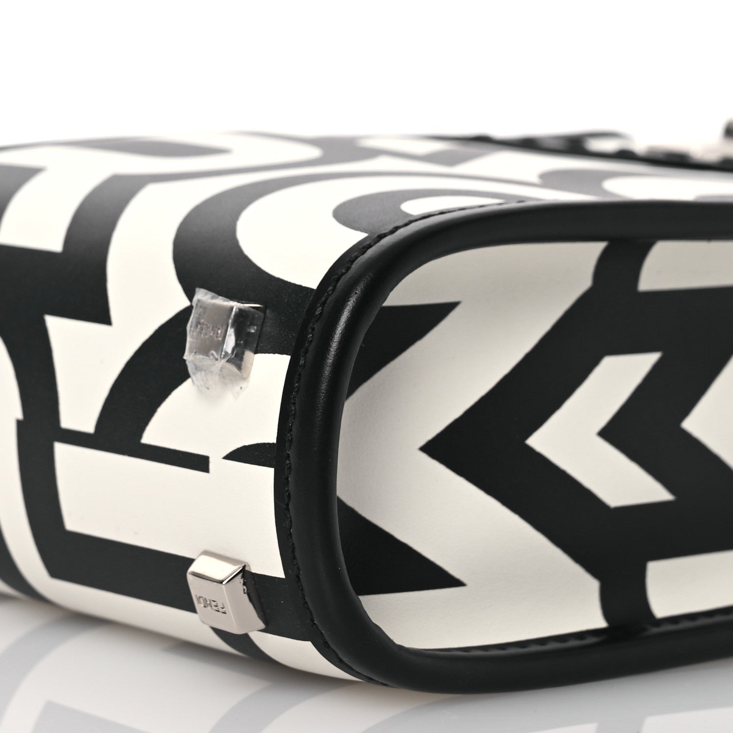 Fendi X MARC JACOBS Vitello King Plexiglass Logo Print Mini Fendi Sunshine Shopper Tote Black White 10 of 14