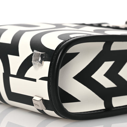 Fendi X MARC JACOBS Vitello King Plexiglass Logo Print Mini Fendi Sunshine Shopper Tote Black White 10 of 14