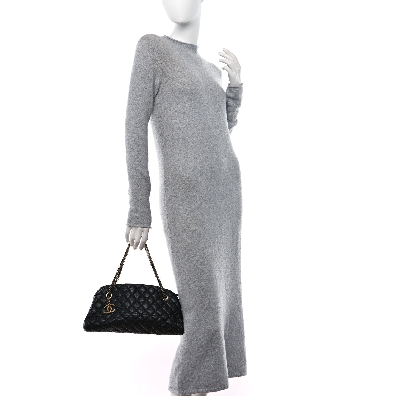 Chanel Aged Calfskin Quilted Medium Just Mademoiselle Black 2 of 10