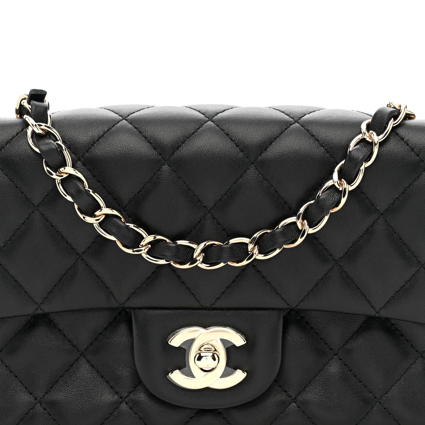 Lambskin Quilted Mini Rectangular Flap Black