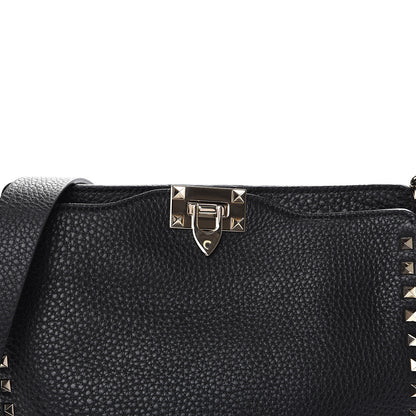 Valentino Garavani Pebbled Calfskin Small Rockstud Flip-Lock Messenger Bag Black 8 of 8
