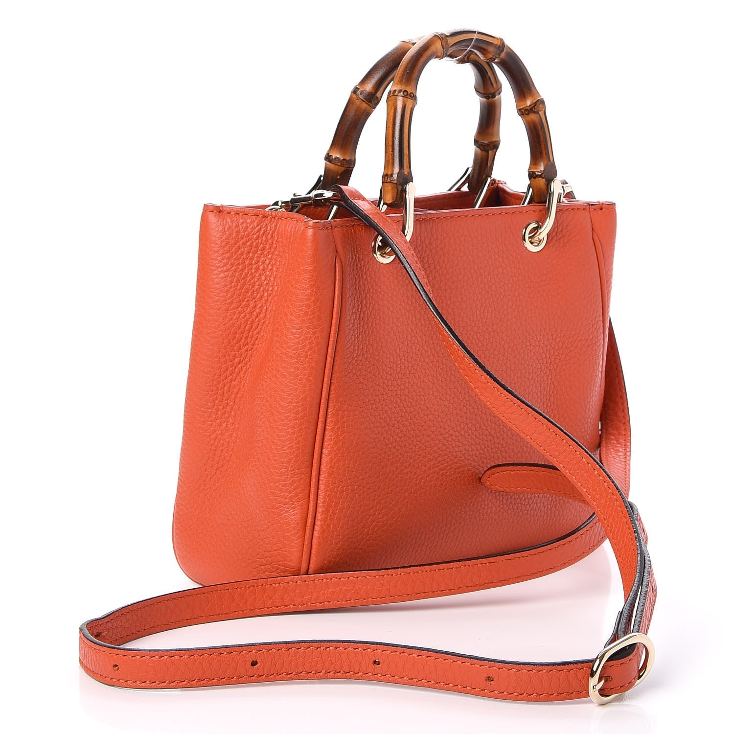 Gucci Calfskin Mini Bamboo Shopper Tote Dark Orange 3 of 7