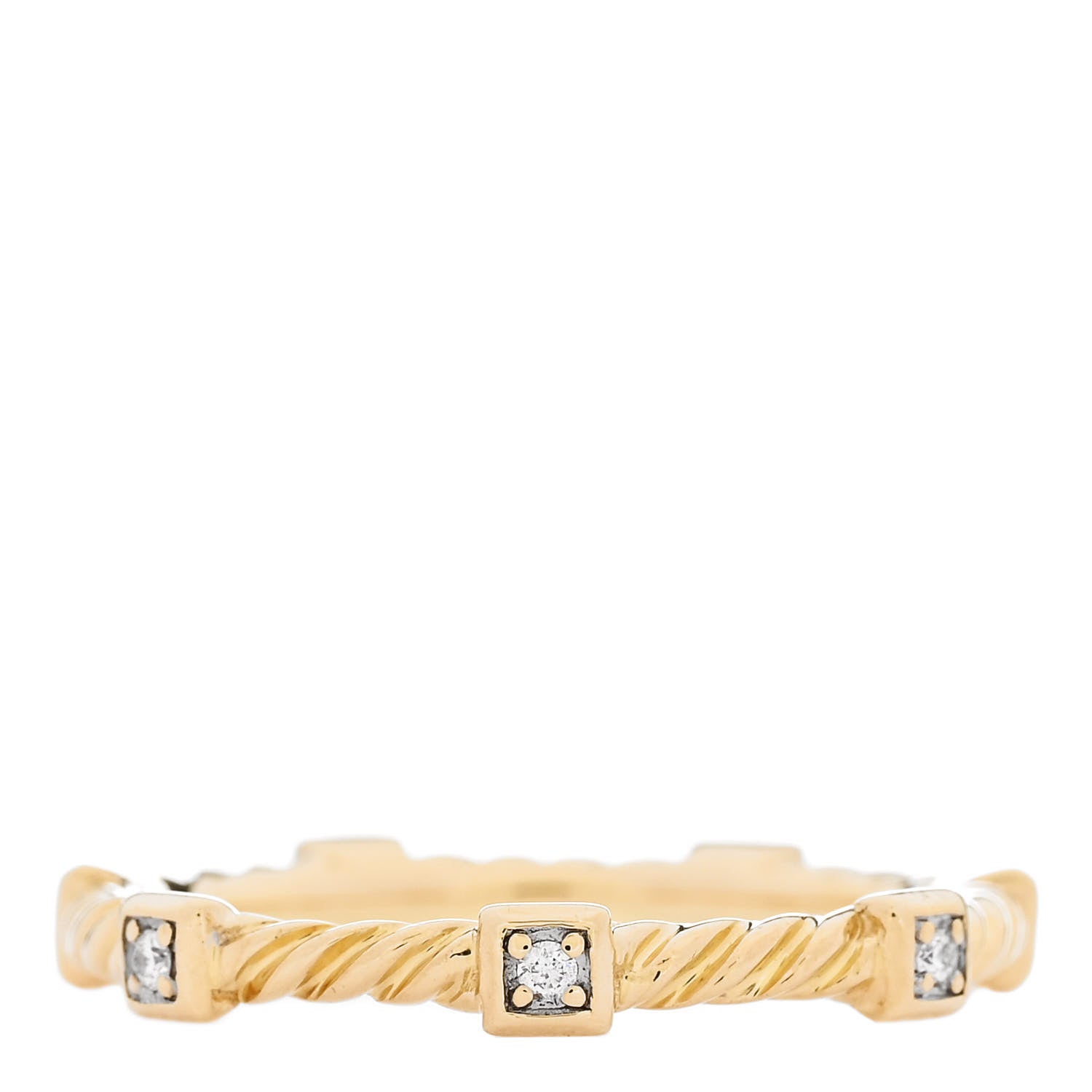 David Yurman 18K Yellow Gold Diamond Cable Collectibles Stack Ring 54 7 3 of 4